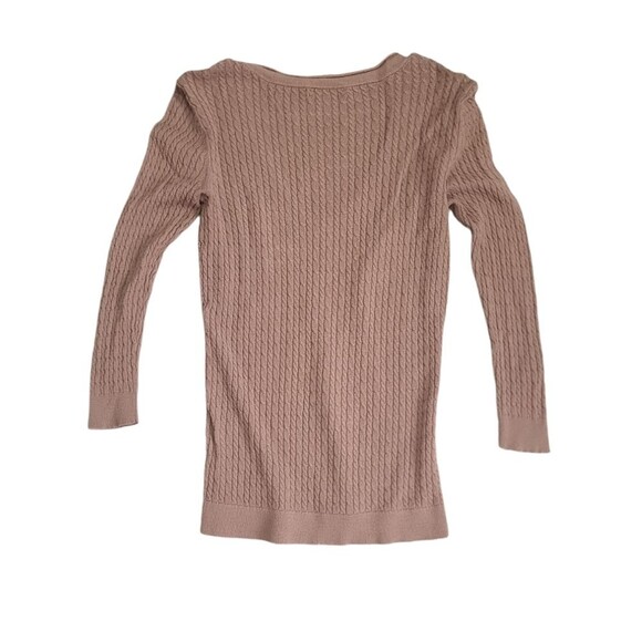 New York & Company Women's brown cable knit elbow Sleeve sweater size Xs office - Picture 3 of 10